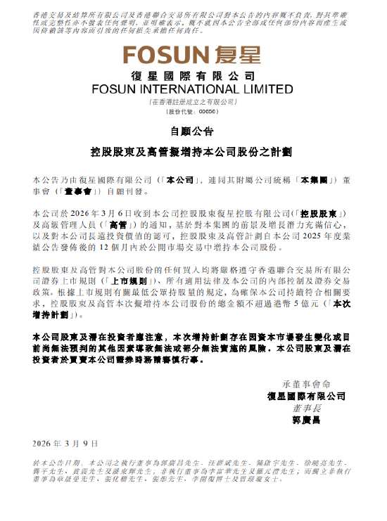  复星国际控股股东及高管拟增持股份；管理层重申百亿利润目标不变。 股票财经 复星国际控股股东及高管拟增持股份；管理层重申百亿利润目标不变。 股票财经 复星国际控股股东及高管拟增持股份；管理层重申百亿利润目标不变。 股票财经 复星国际控股股东及高管拟增持股份；管理层重申百亿利润目标不变。 股票财经
