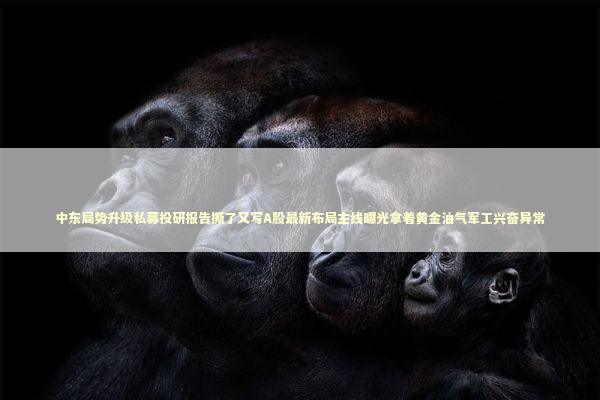 中东局势升级私募投研报告撕了又写A股最新布局主线曝光拿着黄金油气军工兴奋异常